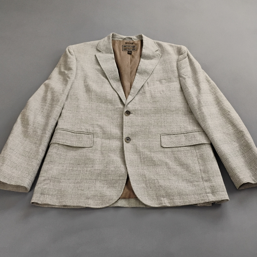Jos A Bank Blazer Sportcoat Men's Size L Gray Shell Cotton Two Buttons